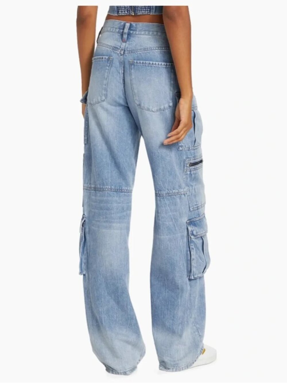 NWT Alice + Olivia Cay Baggy Denim Cargo Jeans in Brea Blue - Size 25 - Picture 3 of 5